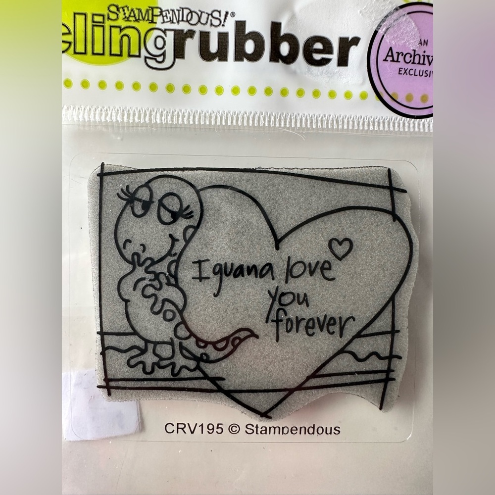 STAMPENDOUS! CRV195 Cling BlockArt Iguana, Vintage